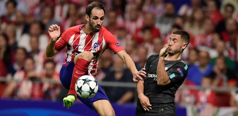 Juanfran Torres, en el partido de Champions en el Metropolitano ante el Chelsea.