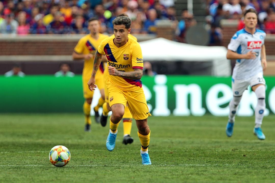 Coutinho, durante el partido ante el Nápoles