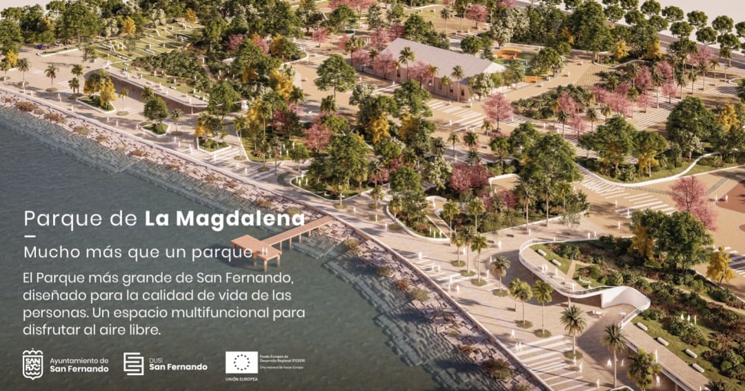 Infografía con vista aérea del futuro Parque de La Magdalena 