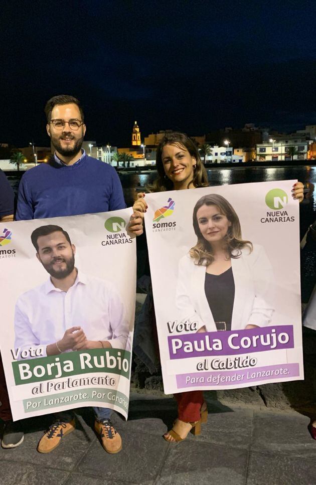 Borja Rubio y Paula Corujo, candidatos al Parlamento y Presidencia del Cabildo de Lanzarote por NC-Somos Lanzarote.