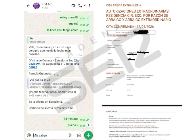 Caputas de pantalla del proceso para comprar la cita previa, con un resguardo incluído enviado por el estafador.