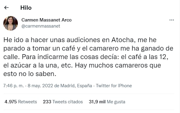 El hilo de Carmen contando lo sucedido