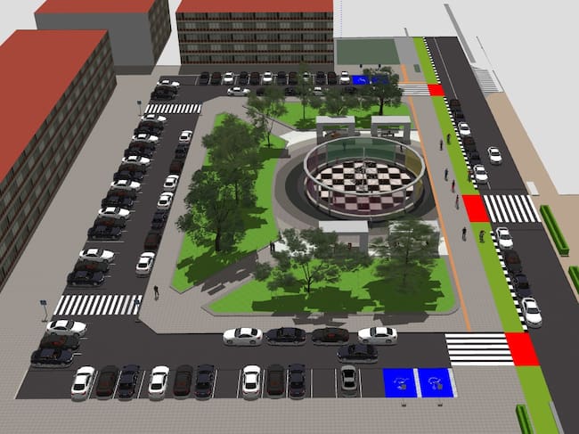 Recreación de cómo quedaría la plaza Blas Domingo Llidó con la propuesta del PSOE de Alcoy.