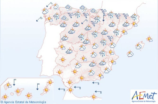 Mapa de predicciones para este lunes