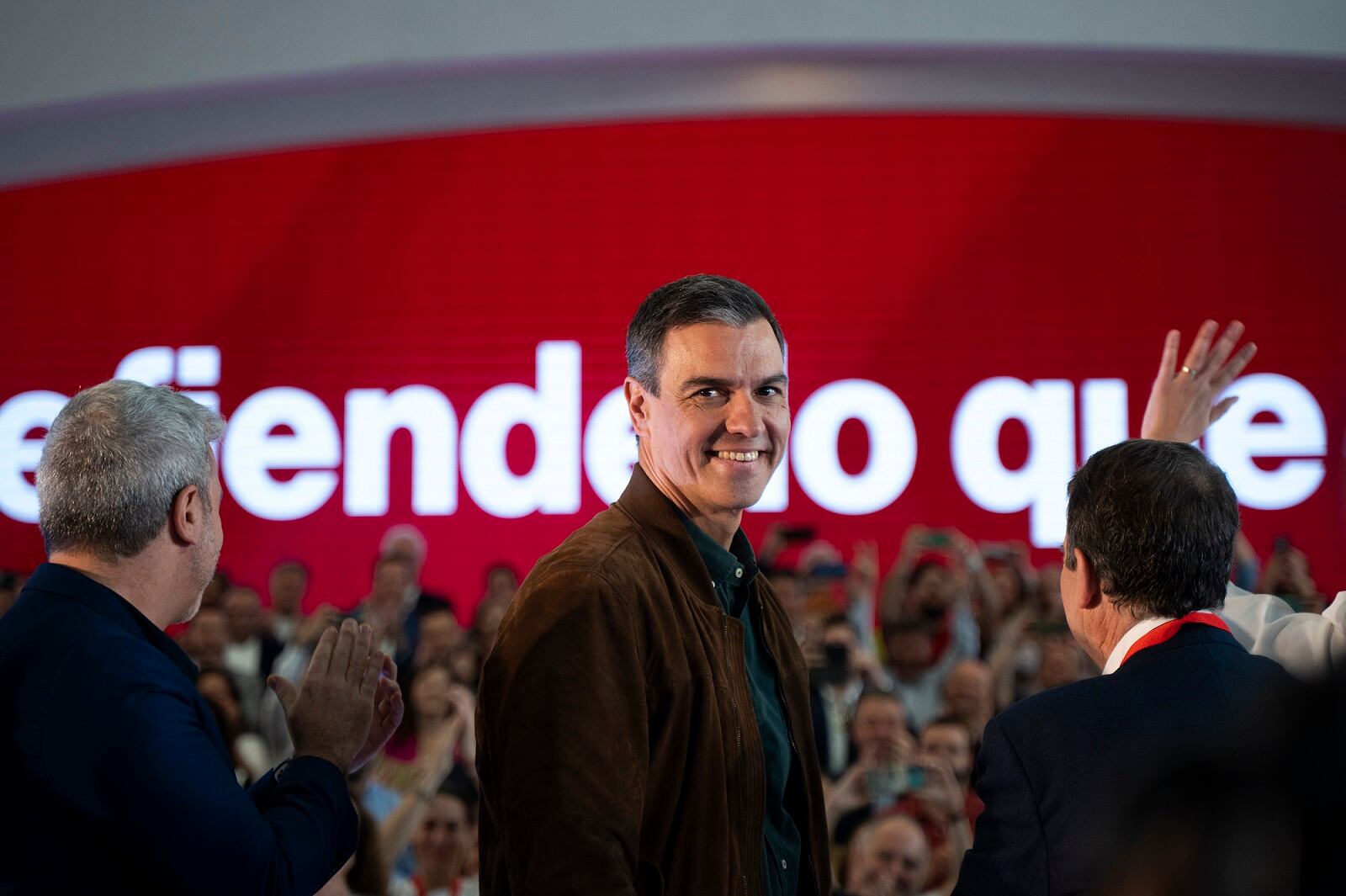 El presidente del gobierno y secretario general federal del PSOE, Pedro Sánchez, durante un mitin