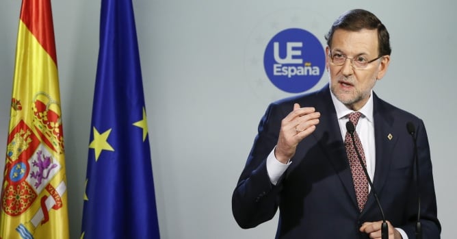 El presidente del Gobierno español, Mariano Rajoy, durante la rueda de prensa posterior a un Consejo Europeo