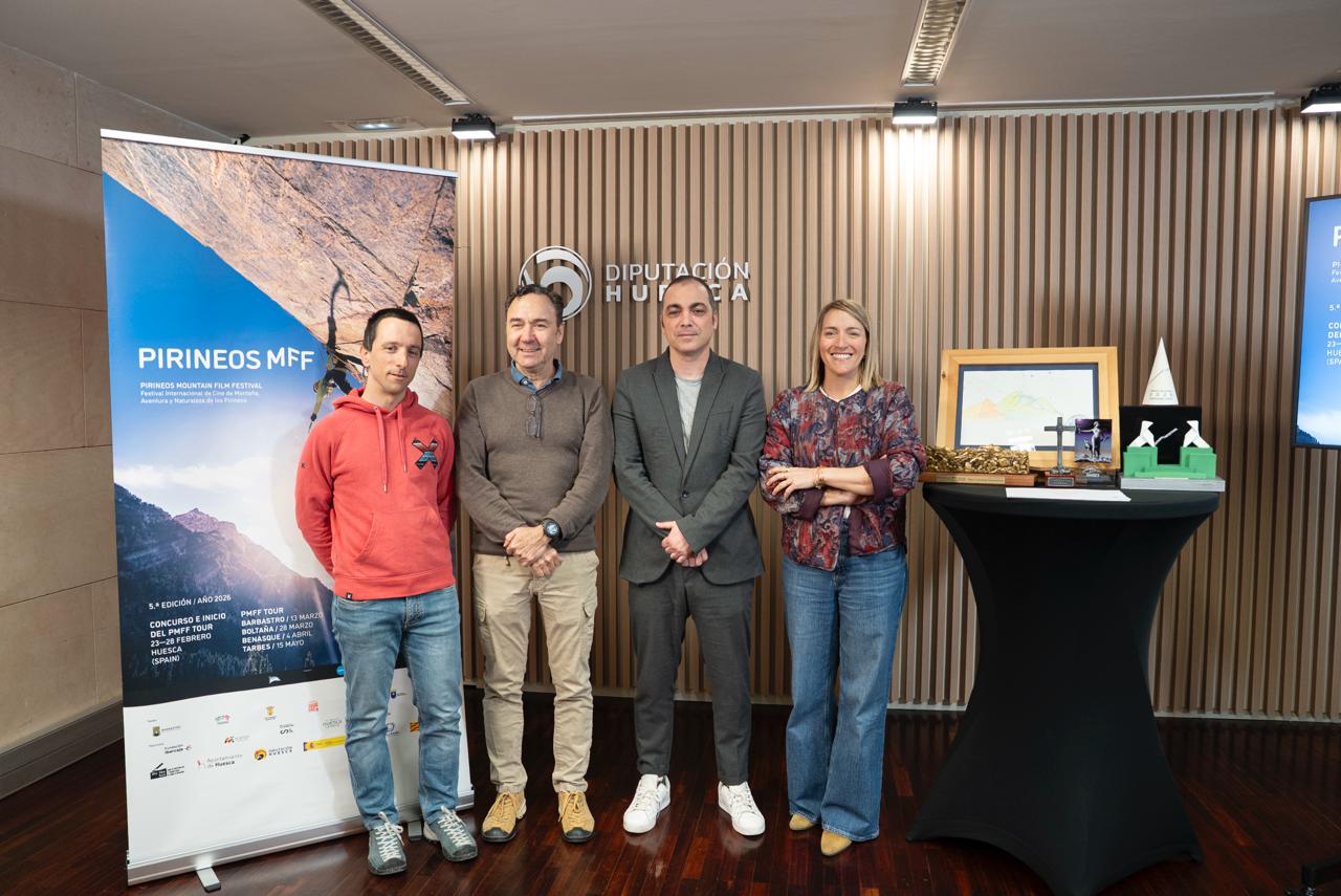 Jorge García, David Asensio, Carlos Sampériz e Ixeia Lacau en la lectura del palmarés PMFF 2026.
