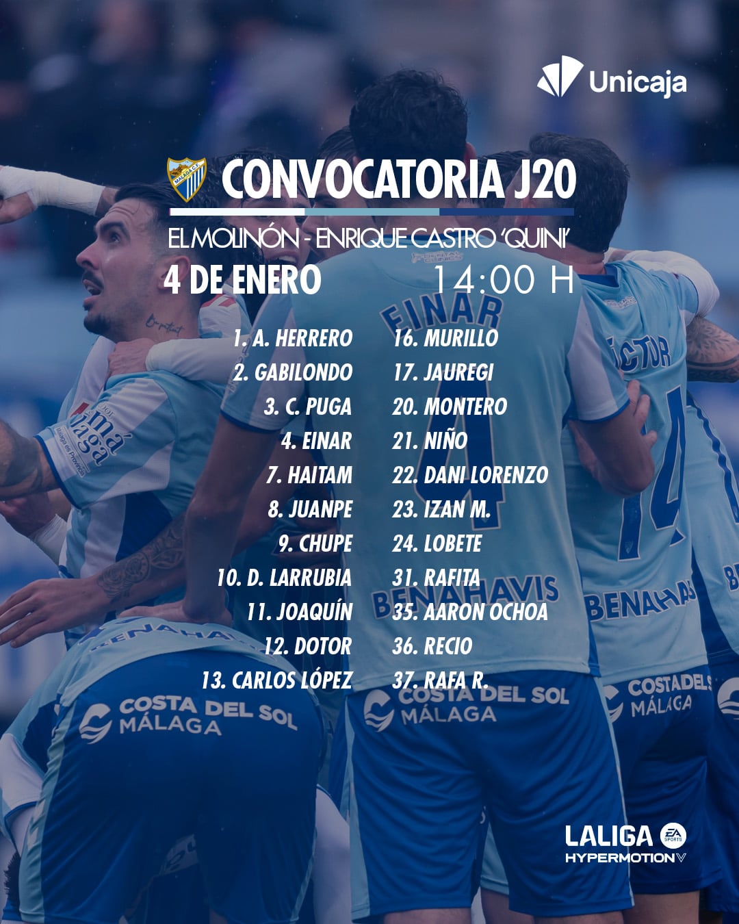 Convocatoria del Málaga para Gijón