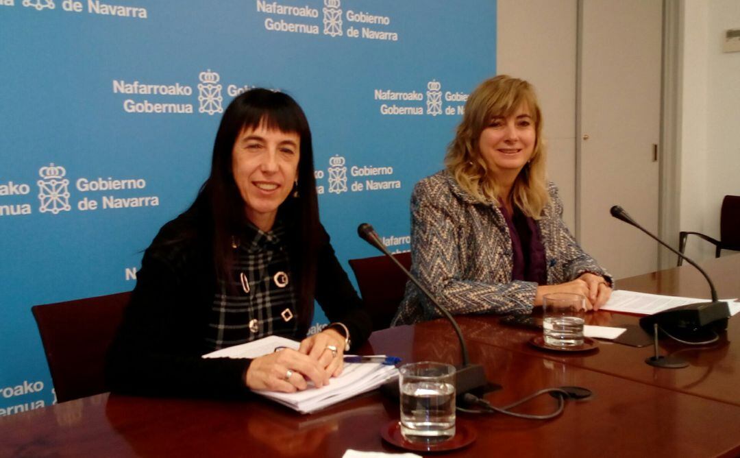 La directora gerente del INAI, Mertxe Leranoz, (izda) y la consejera de Relaciones Ciudadanas e Institucionales, Ana Ollo