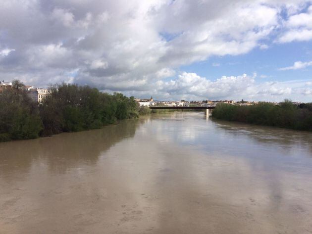 Panorámica del Guadalquivir a su paso por Córdoba desde el Puente Romano hacia el Puente de Miraflores