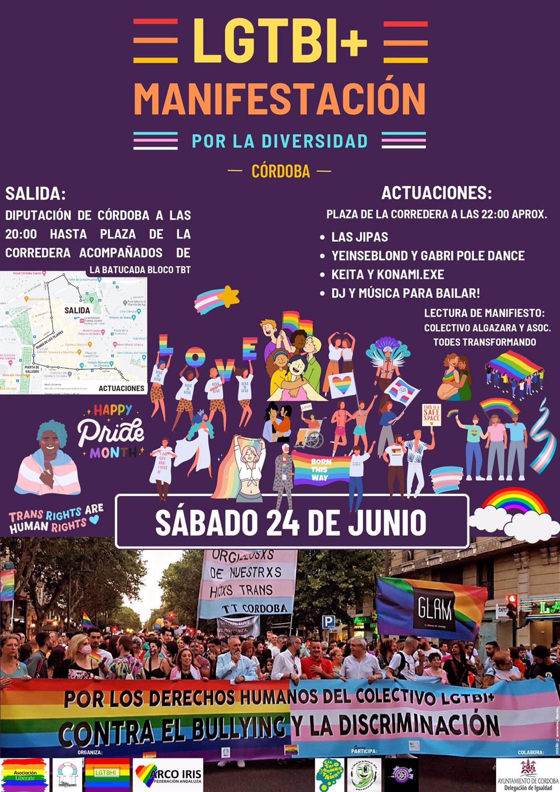 Cartel de la manifestación de los colectivos LGTBI en Córdoba con motivo del Día del Orgullo.