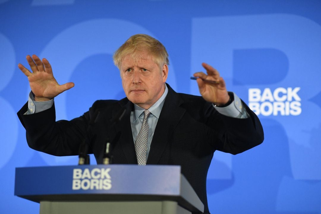 Boris Johnson durante su acto de campaña para suceder a May