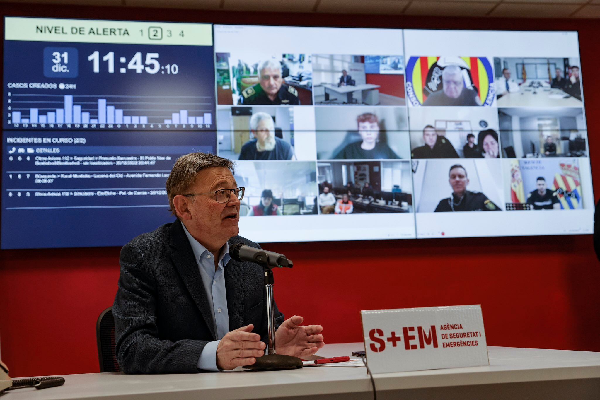 El president de la Generalitat, Ximo Puig, visita el Centro de Coordinación de Emergencias de la Comunitat Valenciana