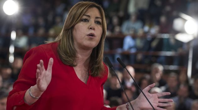 Susana Díaz, el 11 de febrero en Madrid, en un acto con alcaldes socialistas de toda España.