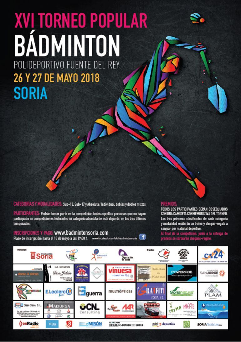 Cartel del XVI Torneo Popular de Bádminton de Soria.