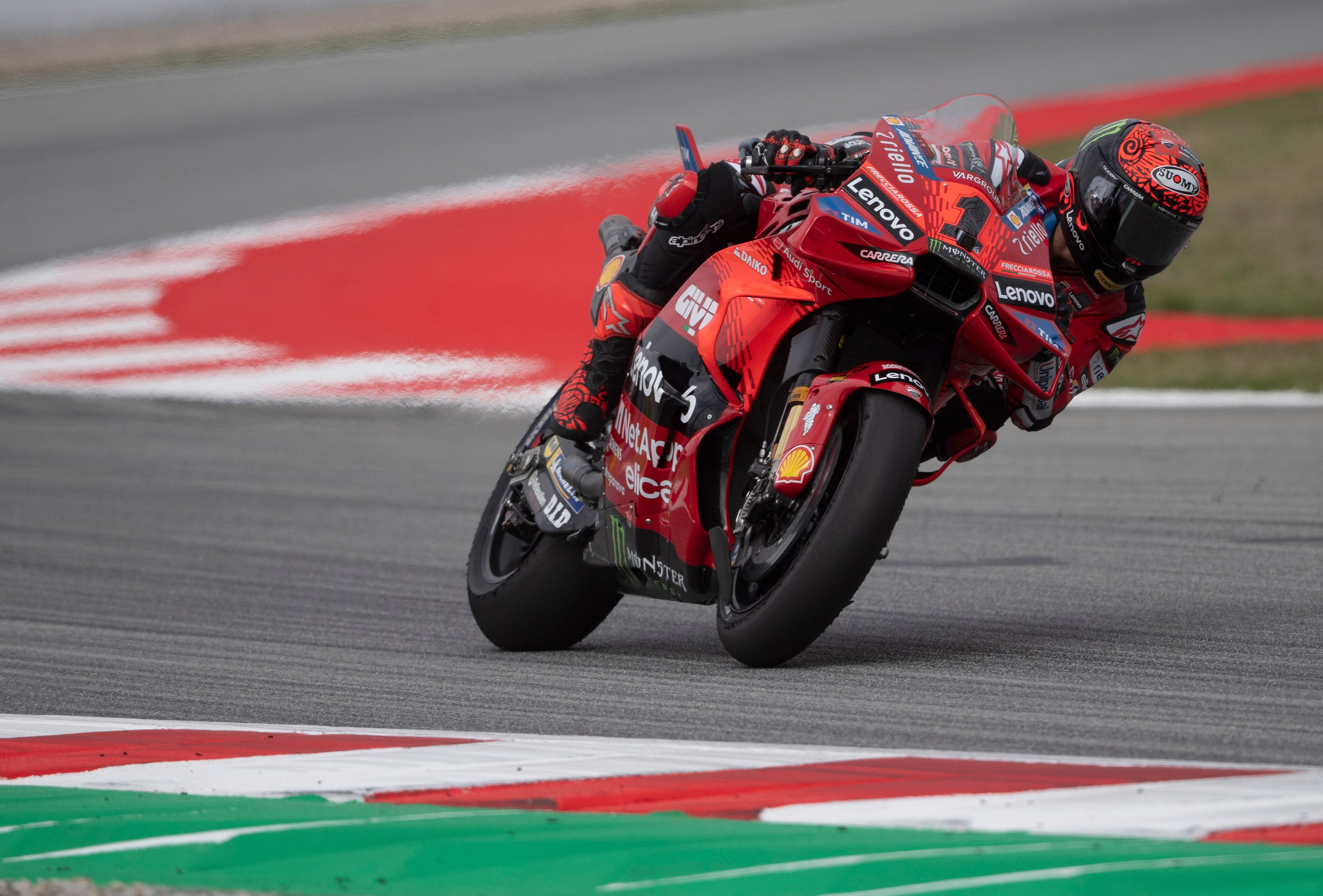 BARCELONA, SPAIN - MAY 24: Francesco Bagnaia of Italy and Ducati Lenovo Team rounds the bend during the MotoGP Of Catalunya - Free Practice at Circuit de Barcelona-Catalunya on May 24, 2024 in Barcelona, Spain. (Photo by Mirco Lazzari gp/Getty Images)