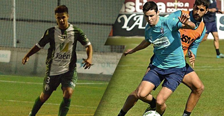 En la izquierda Marcos Drommel en el Atlético Mancha Real; a la derecha Rentero durante un entrenamiento la temporada pasada con el Real Jaén CF.