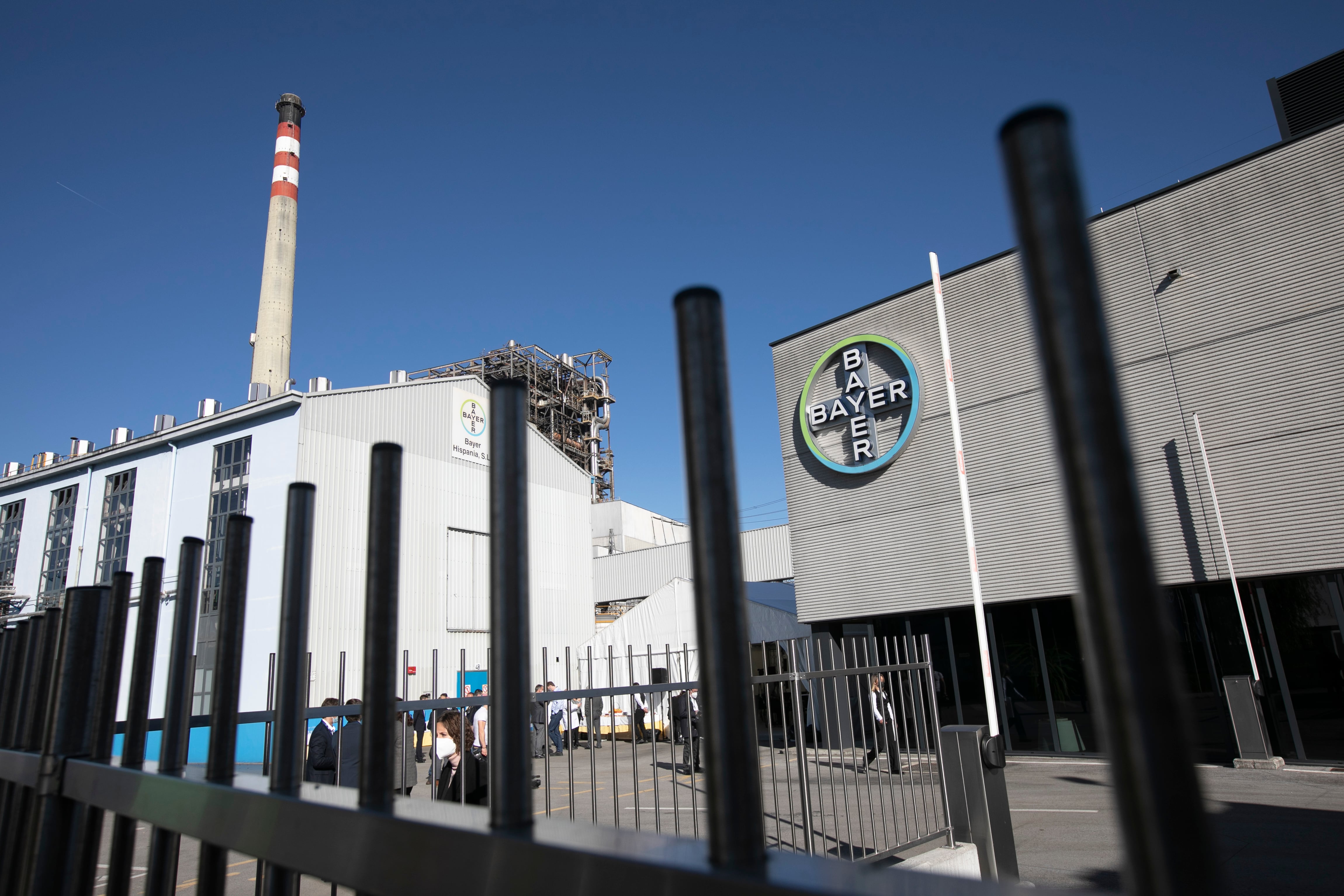 LANGREO ASTURIAS, SPAIN - NOVEMBER 11: The Bayer plant in La Felguera, on 11 November, 2021 in La Felguera, Langreo, Asturias, Spain. Bayer&#039;s plant in Langreo presents this Thursday a new line for the production of a new active ingredient, nifedipine. It is a compound used for the relief of angina pectoris and to reduce arterial hypertension. Nifedipine will be the sixth active ingredient to leave the Bayer plant in Langreo. Five other compounds are currently being manufactured at this plant, the most relevant of which is acetylsalicylic acid, used in the production of Aspirin. (Photo By Jorge Peteiro/Europa Press via Getty Images)