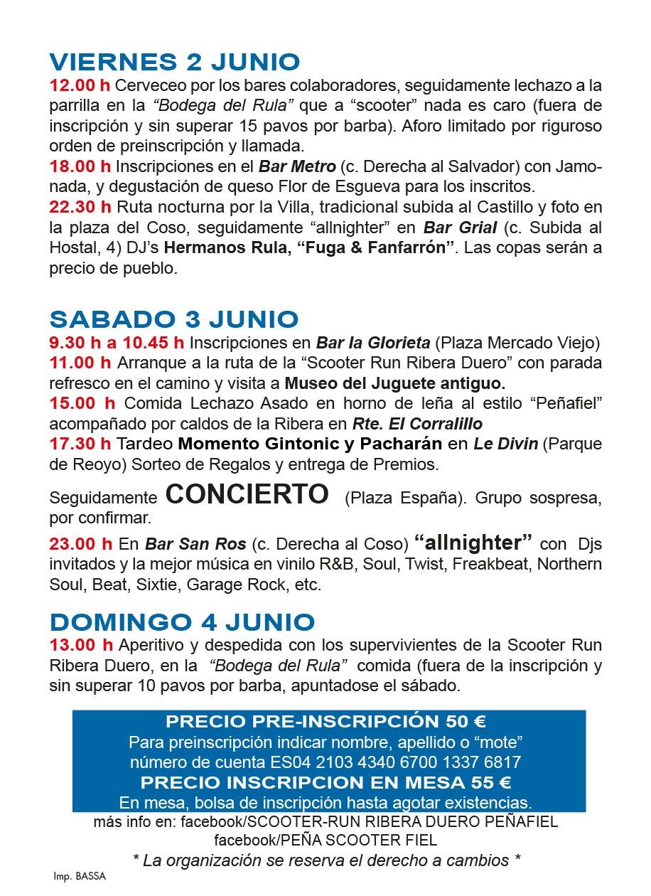 Programa de actividades de la Scooter Run Ribera del Duero