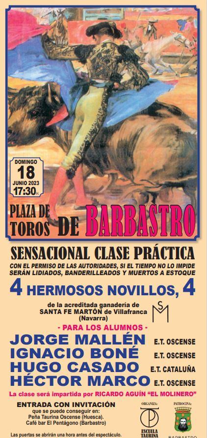 Cartel de la Clase Práctica que se celebra en Barbastro