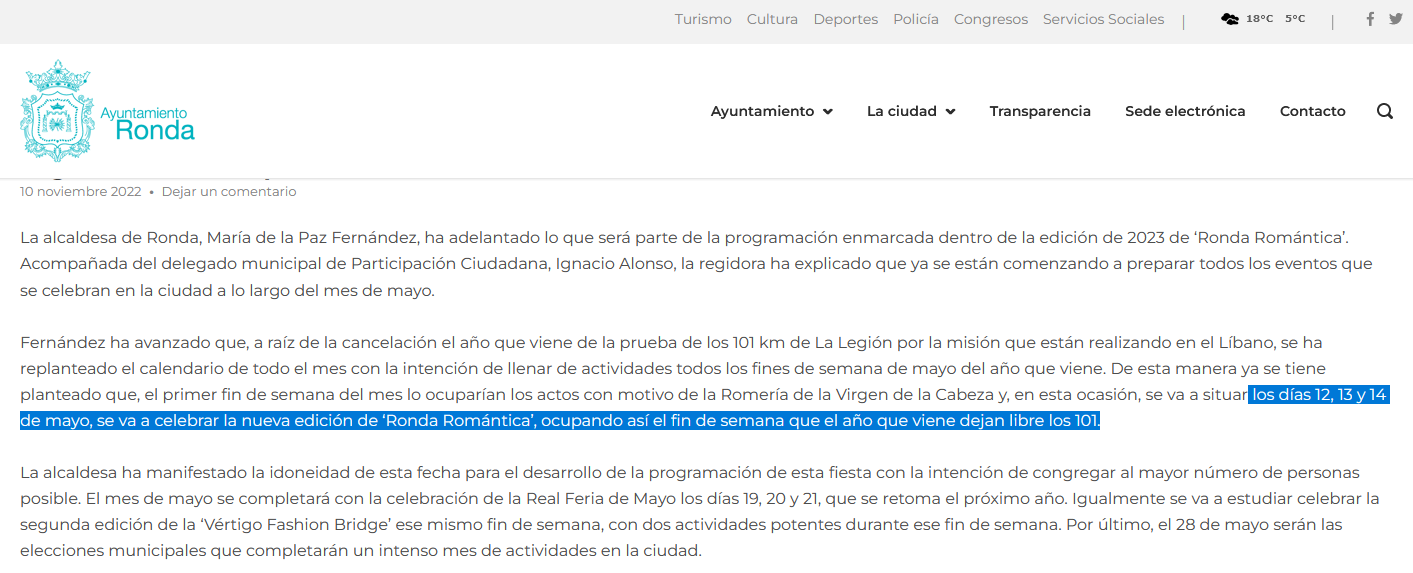 Nota de prensa del pasado 10 de noviembre