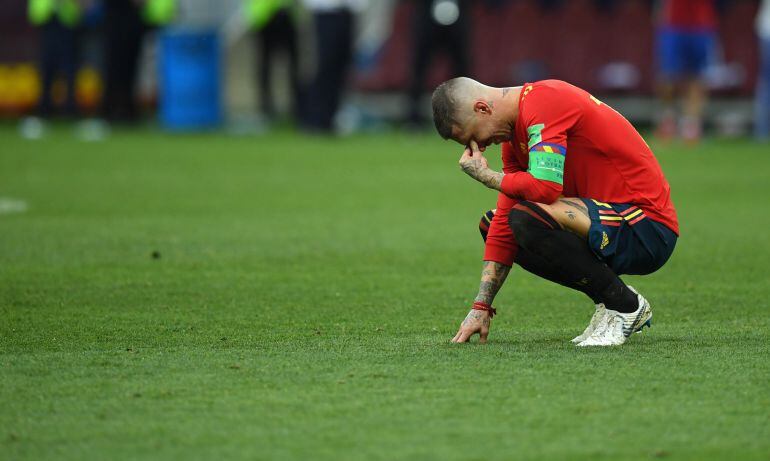 Sergio Ramos se lamenta tras la eliminación de España en Rusia 