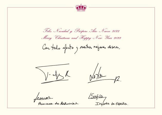 Las firmas de los reyes y sus dos hijas.