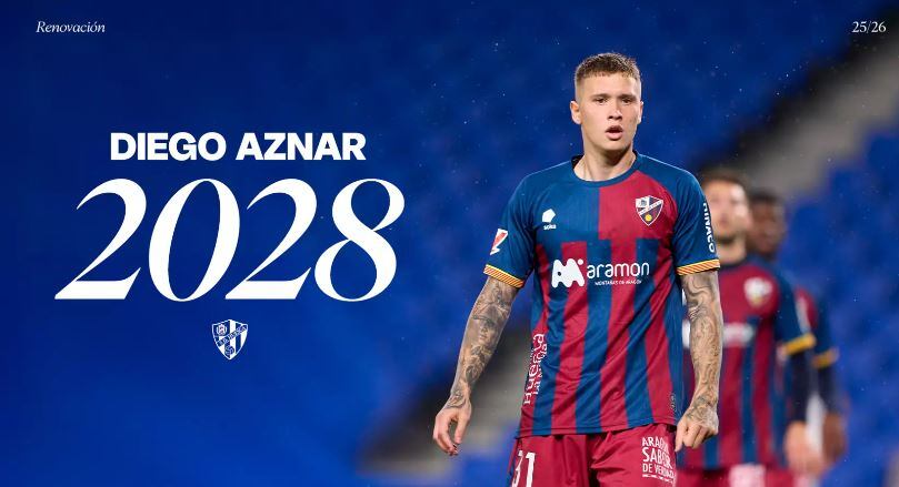Diego Aznar seguirá ligado a la SD Huesca hasta 2028