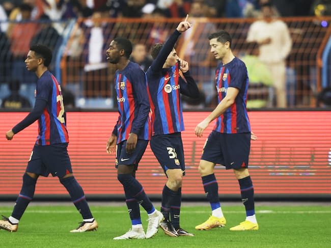 Gavi celebra el 0-1 del Barça