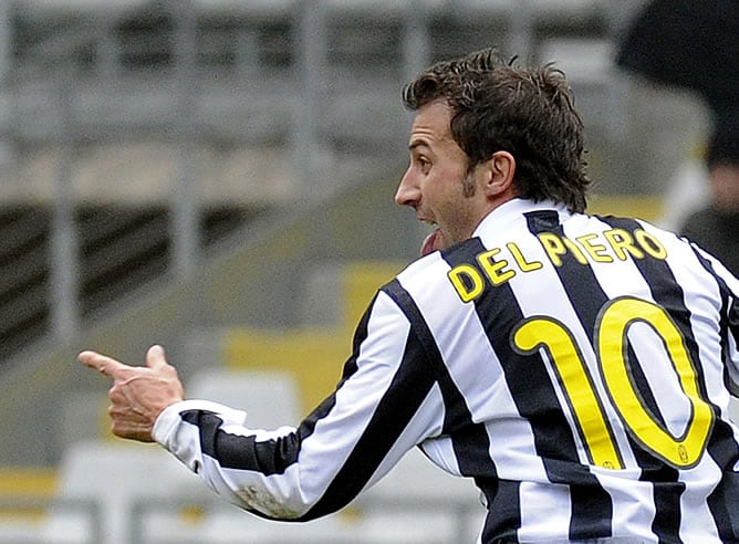 Del Piero celebra un gol con la Juventus