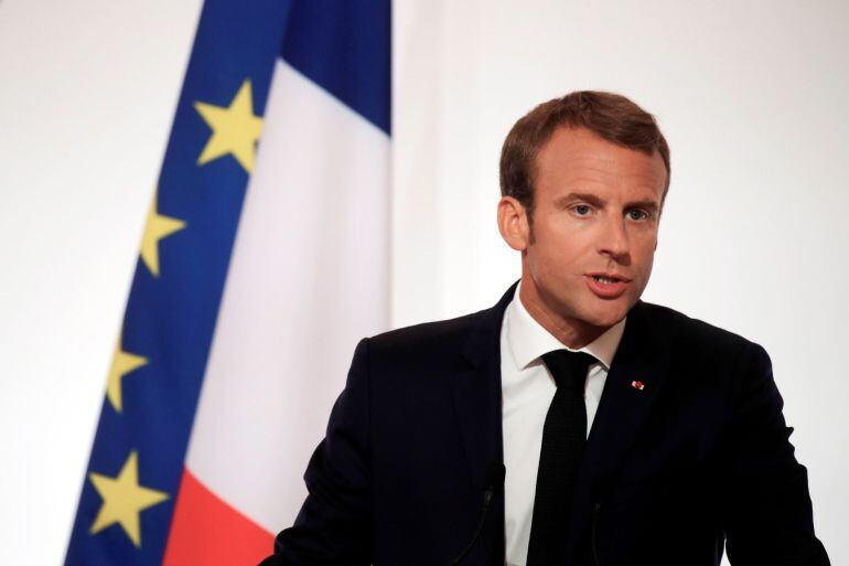 El presidente francés, Emmanuel Macron, ofrece un discurso durante la conferencia anual de embajadores franceses en el Palacio del Elíseo.