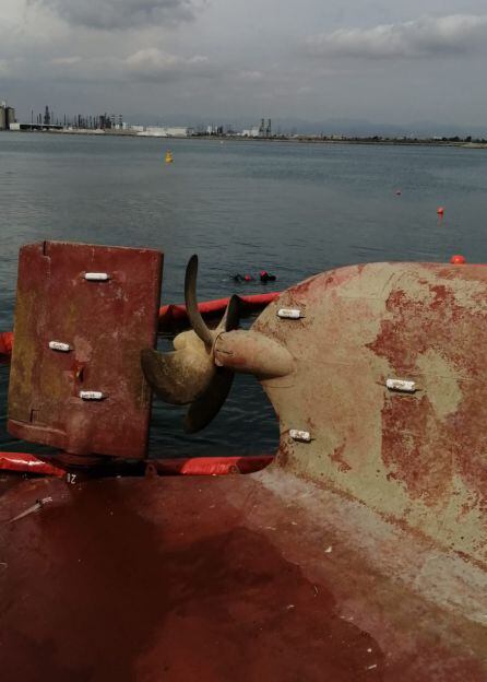 Detalle de la hélice del barco