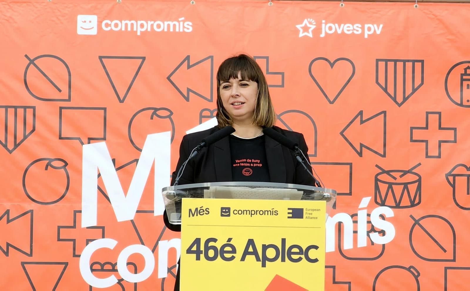 La secretaria general de Més-Compromís, Amparo Piquer, durante la edición número 46 del Aplec del Puig.