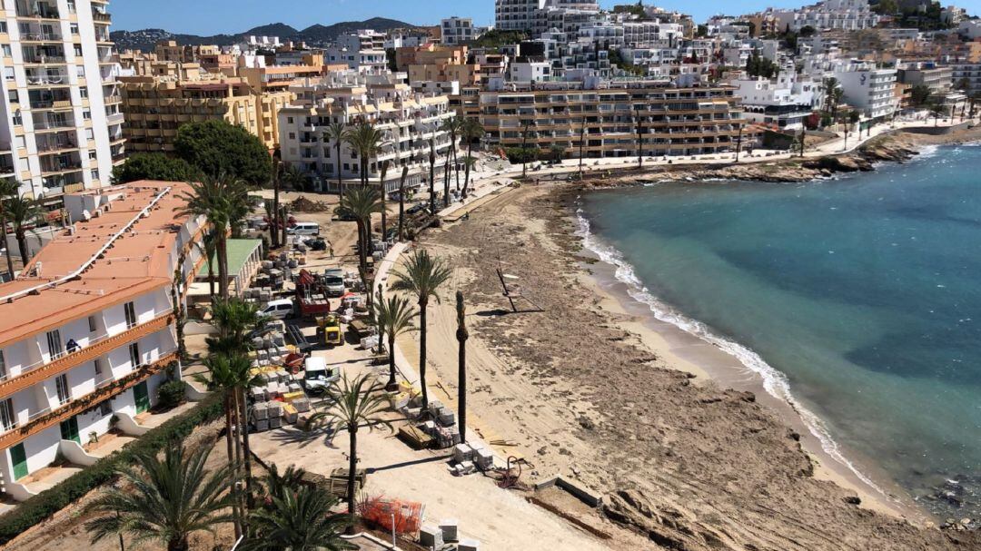 Vista aérea de las obras en el Paseo de Figueretes