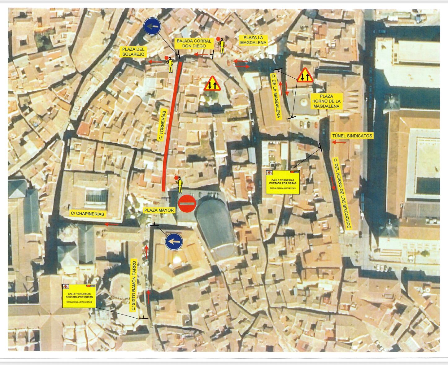 Itinerarios alternativos ante las obras de la calle Tornerías