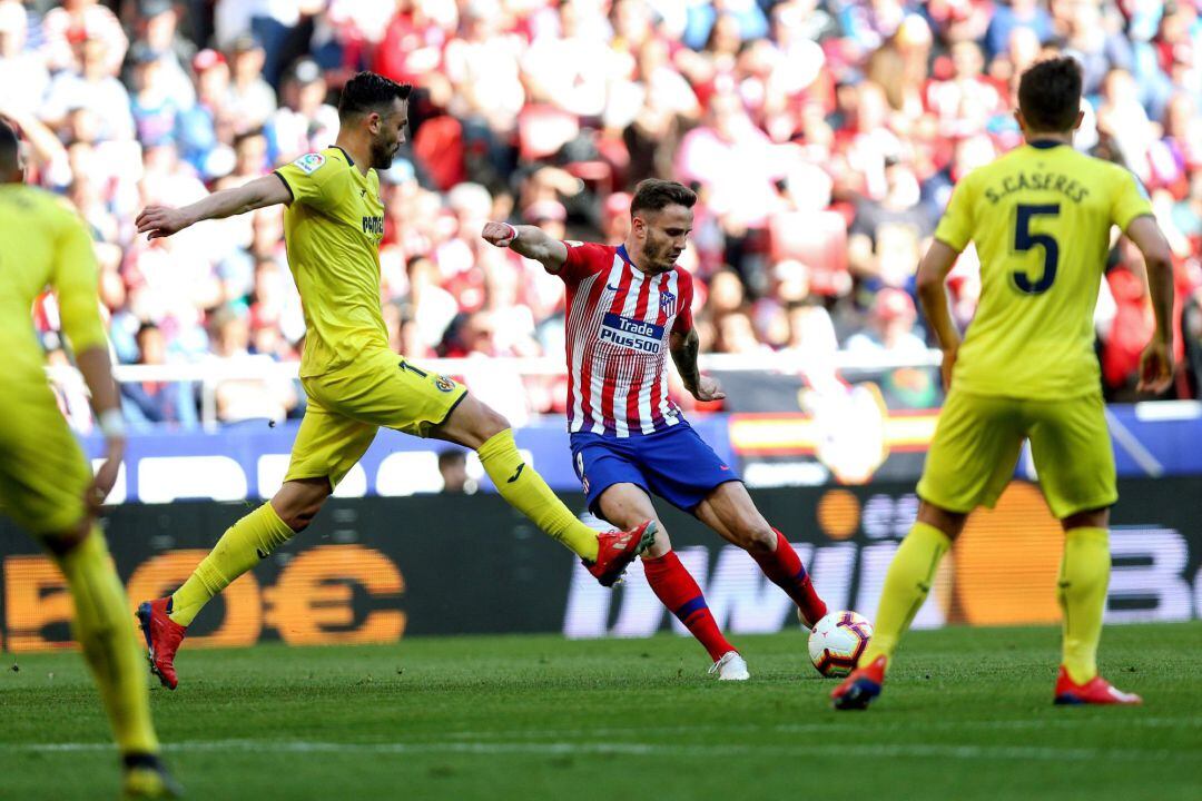 Saúl en el partido ante el Villarreal.