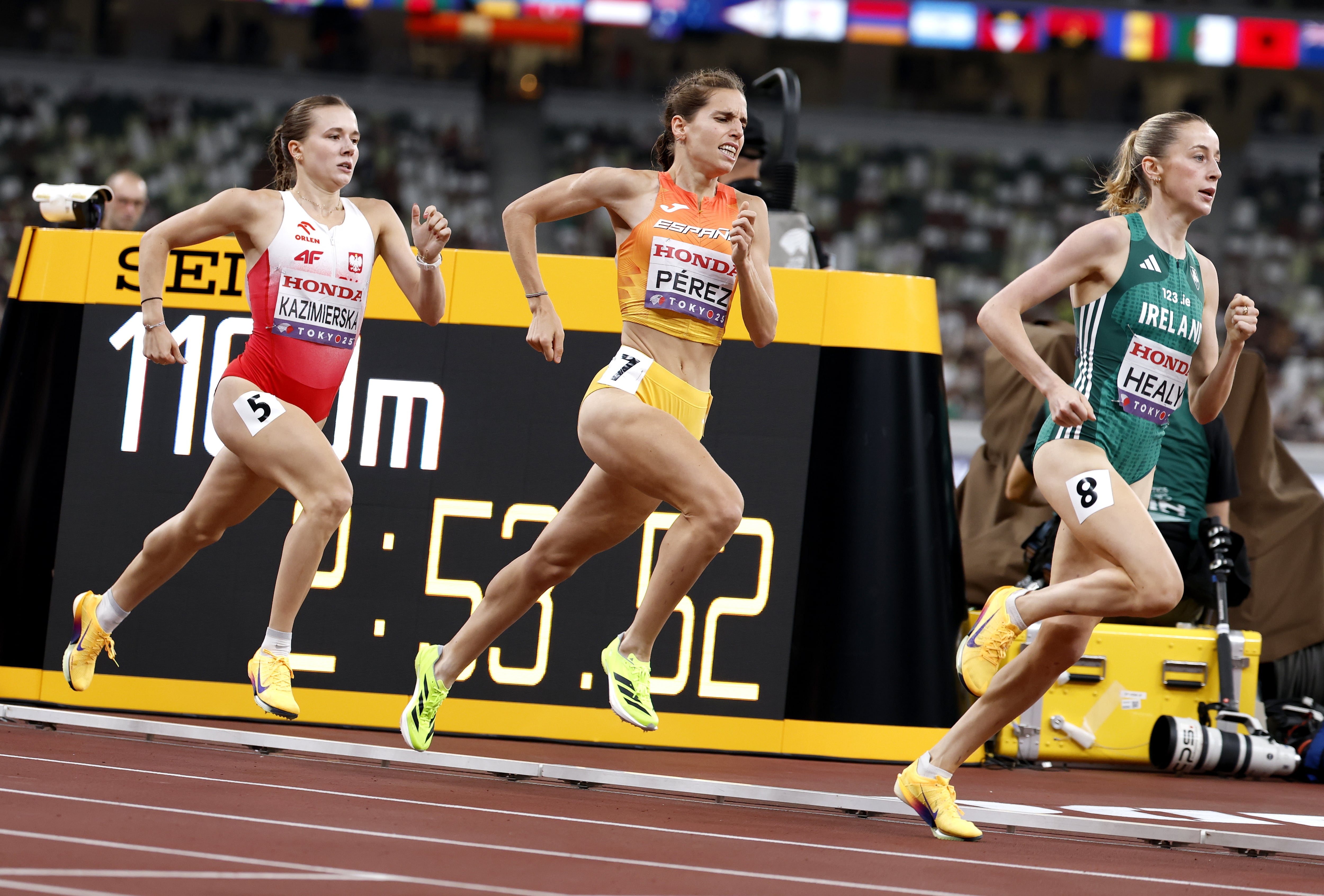 Marta Pérez, durante la final de los 1.500 metros del Mundial de Tokyo.