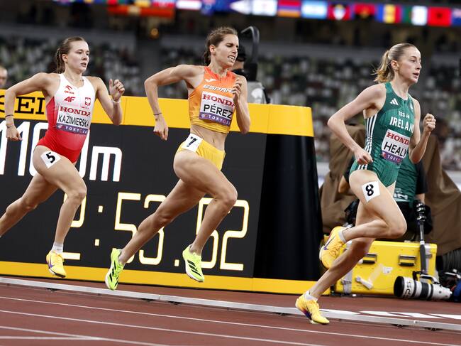 Marta Pérez, durante la final de los 1.500 metros del Mundial de Tokyo.