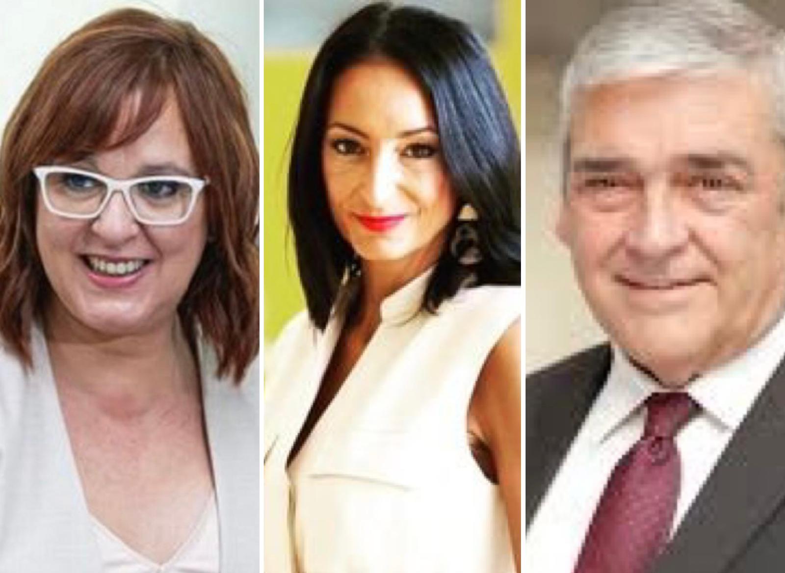 De izquierda a derecha: Isabel Franco, Valle Miguélez y Francisco Álvarez, diputados regionales tránsfugas de Cs