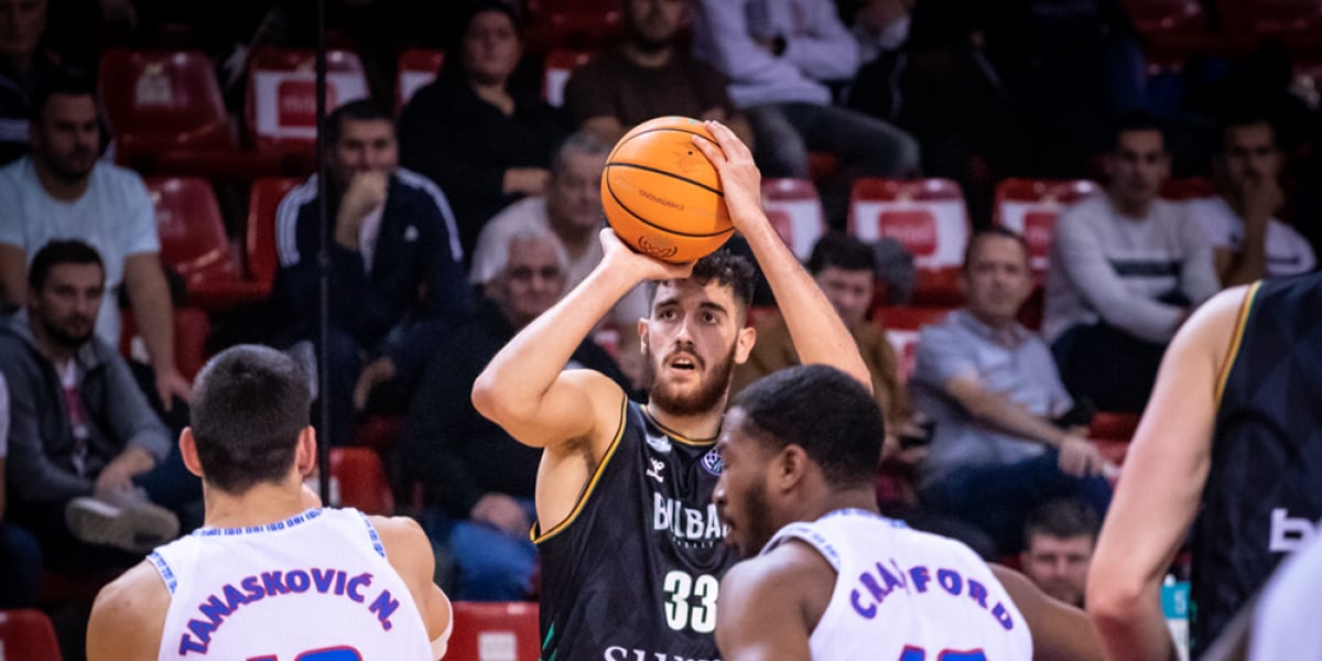 Ignacio Rosa en un partit amb el Bilbao Basket abans d'aterrar a Menorca