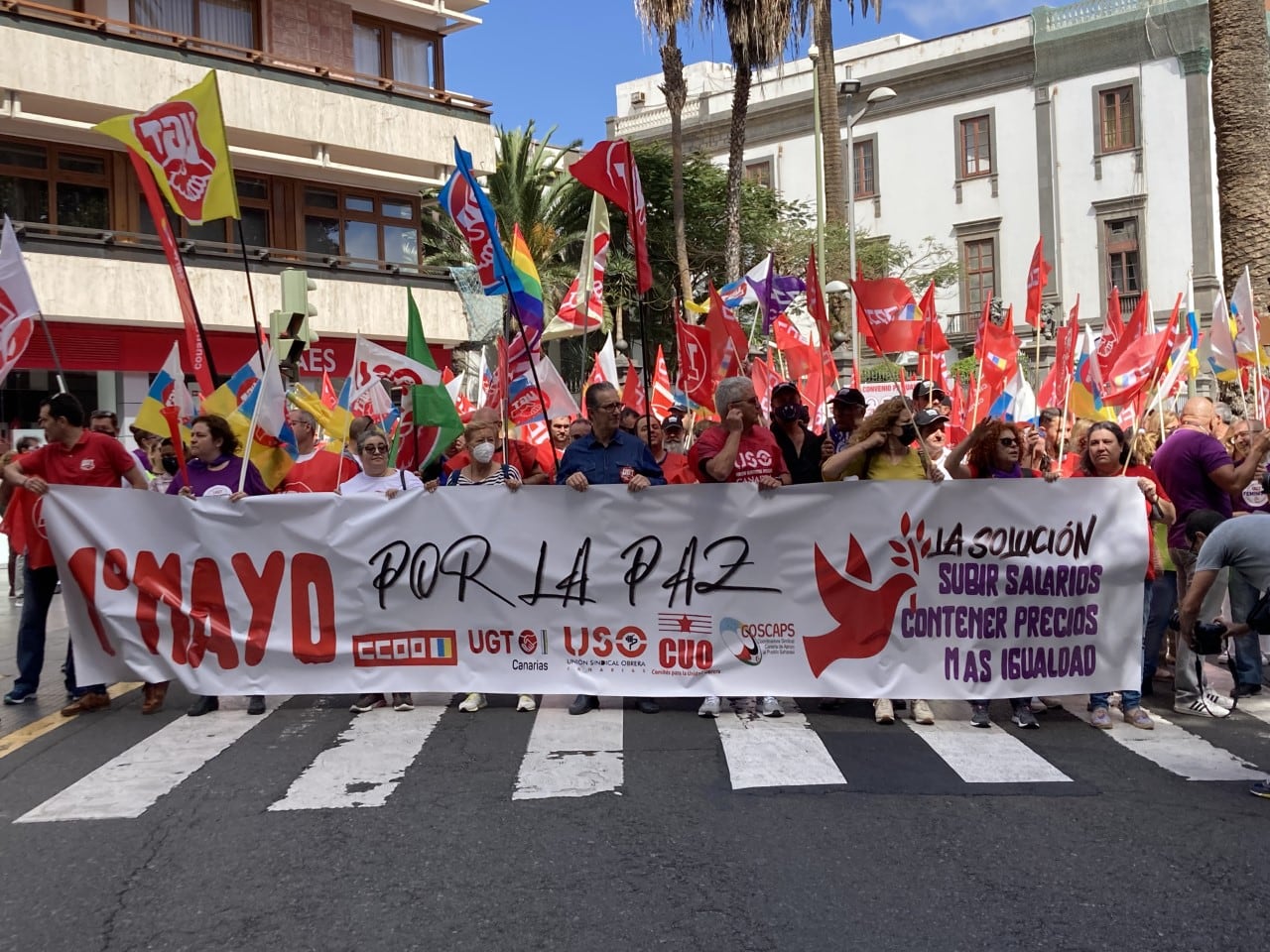 Cabecera de la manifestación en Las Palmas de Gran Canaria