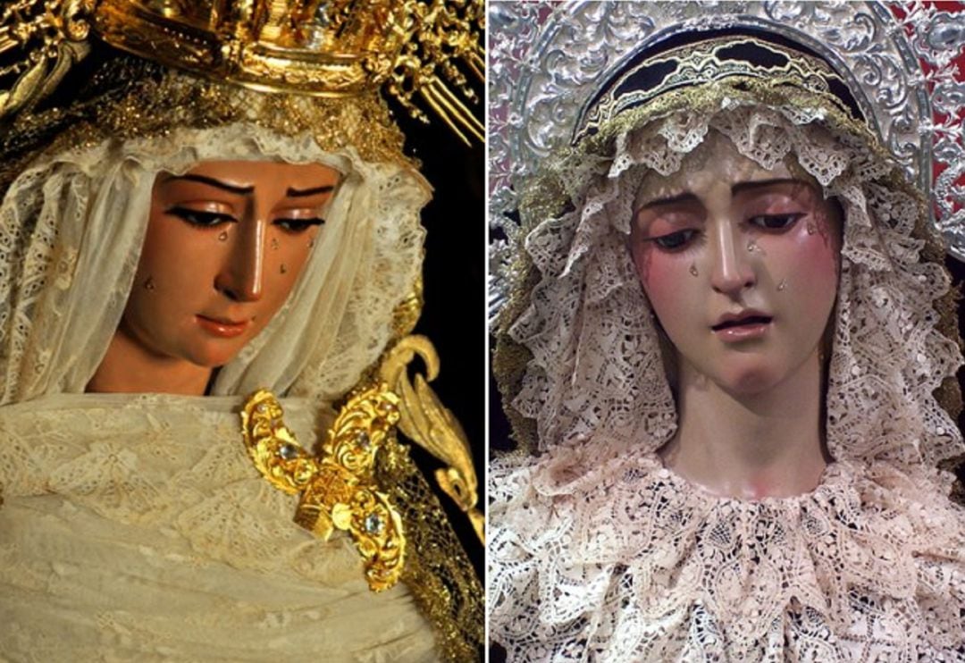 A la izquierda, la actual Virgen de la Cabeza; a la derecha, la Virgen del Amor de Juan Manuel Miñarro