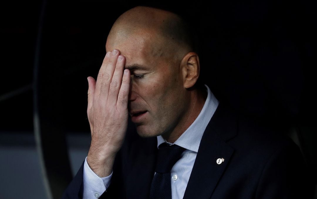 Zinedine Zidane, durante el último partido de Champions del Real Madrid