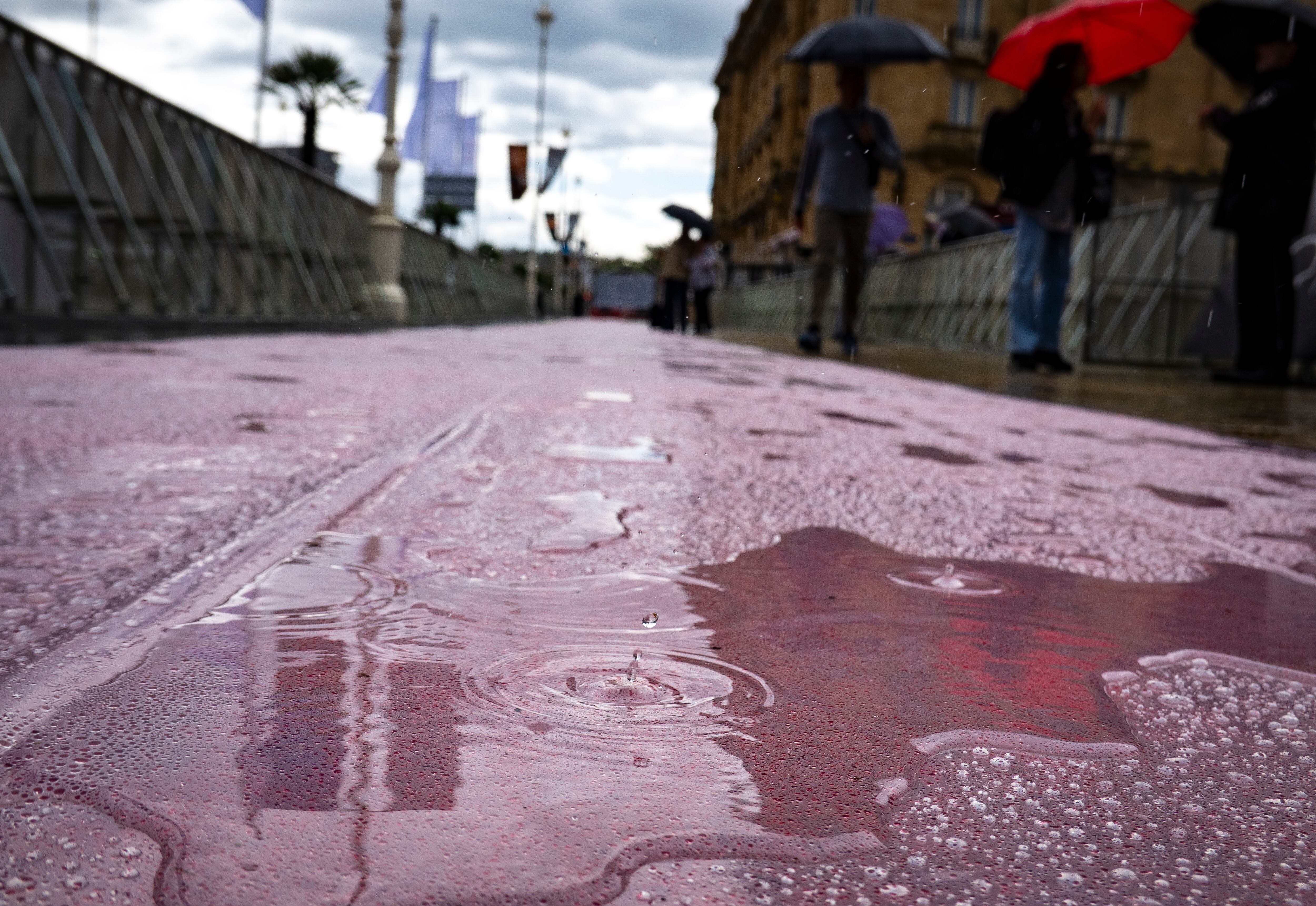 La lluvia cae este viernes sobre la alfombra rosa del 71 Festival Internacional de Cine de San Sebastián