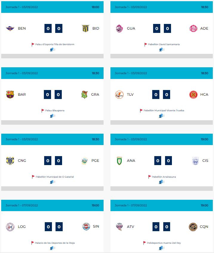 Jornada 1 de la Liga ASOBAL