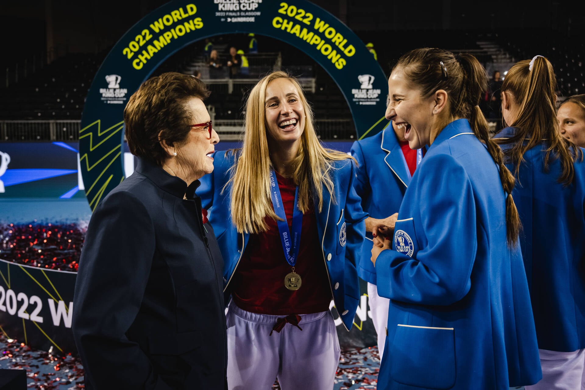 Billie Jean King junto a las ganadoras de 2022/   ITF (International Tennis Federation)