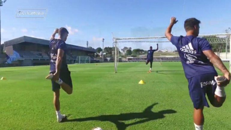 Entrenamiento del Celta en Portonovo. 