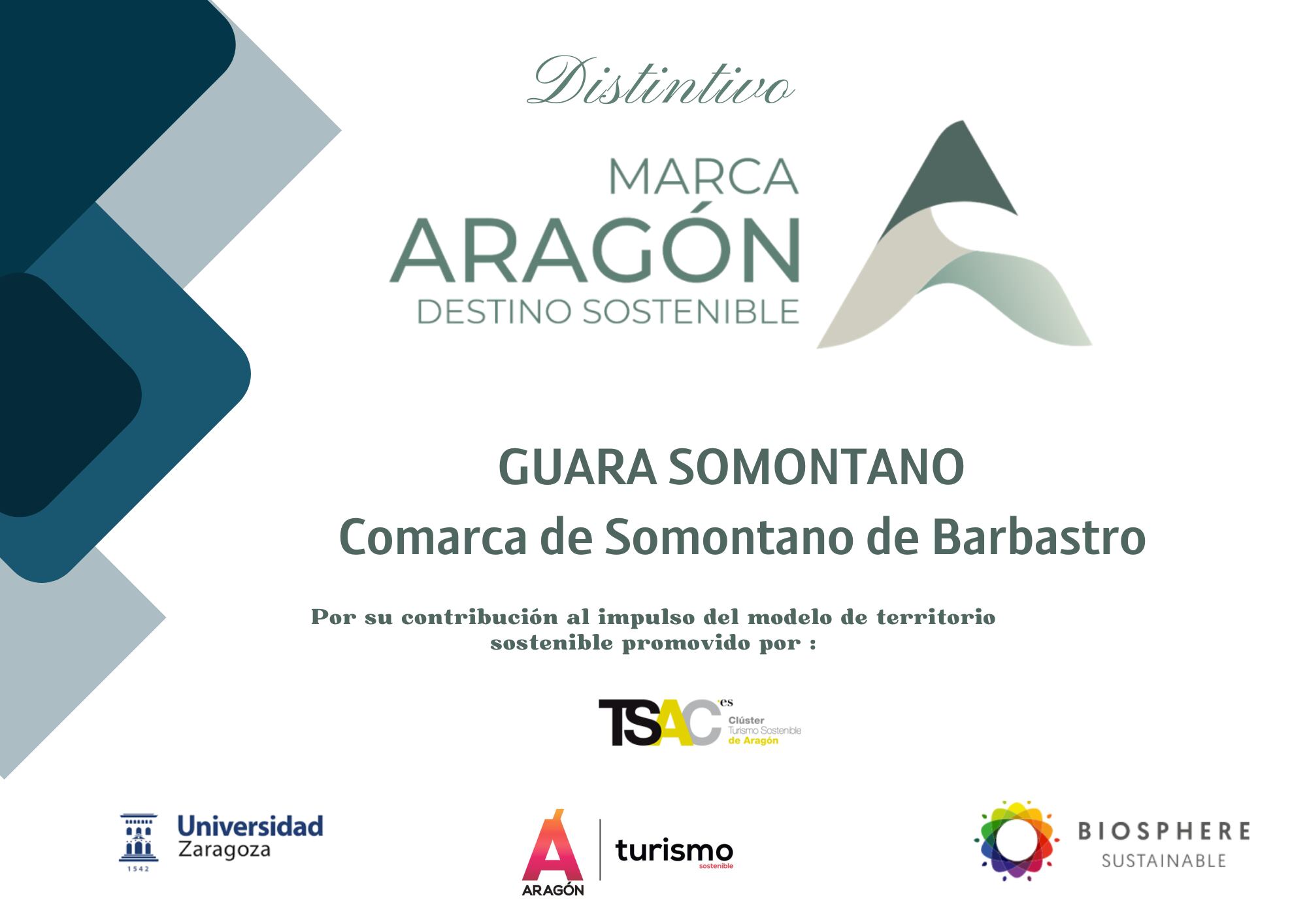 Guara Somontano se incorpora a la Marca Aragón Destino Sostenible  