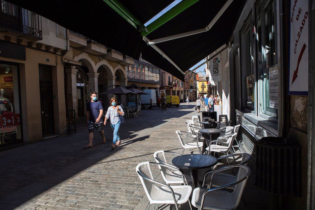 Una terraza vacía este miércoles en Aranda de Duero