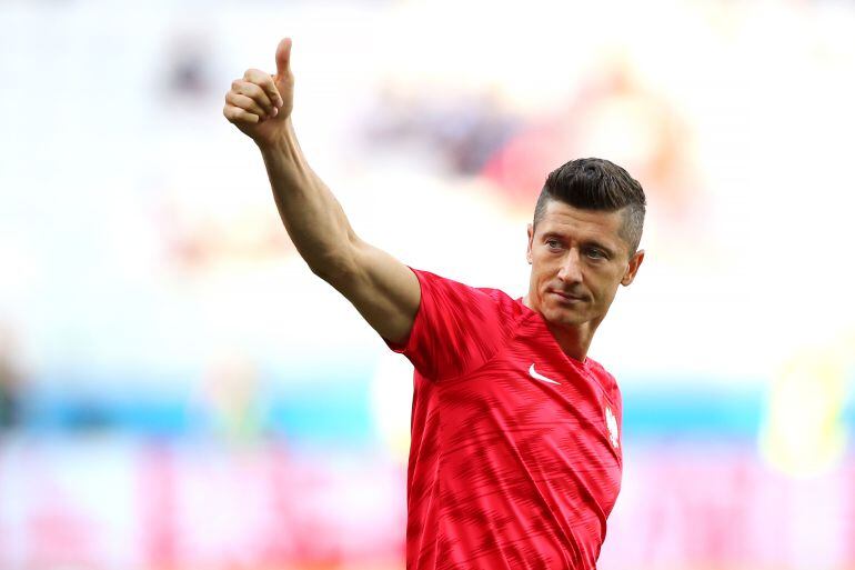 Lewandowski, antes de un partido con Polonia el pasado Mundial